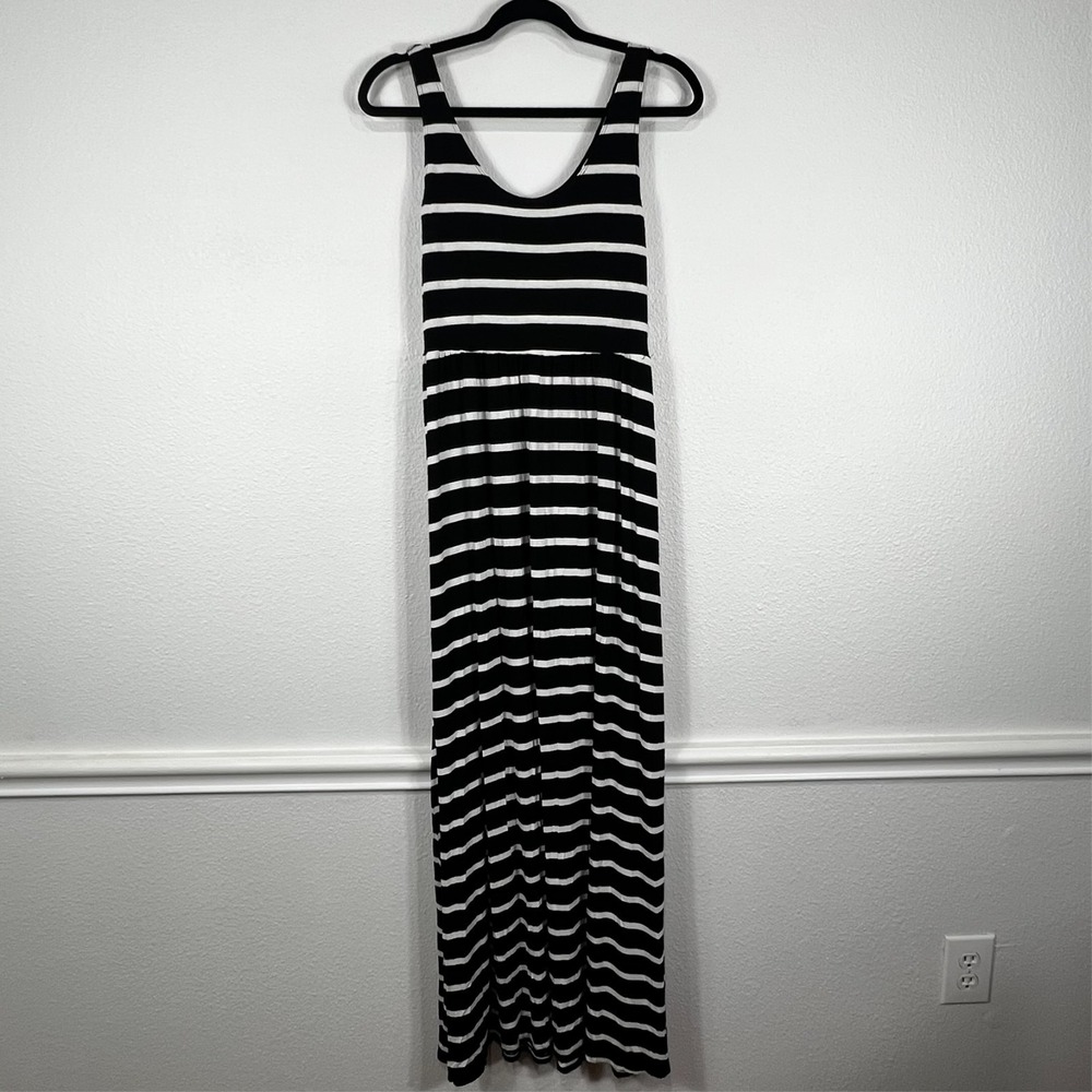 SO Black and White Striped Maxi Dress